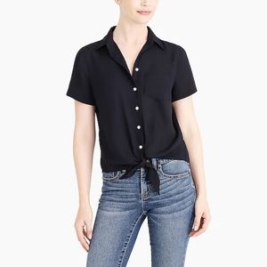 J.Crew Mercantile Navy Tie Front Blouse S